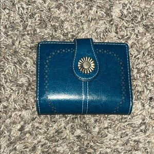 Sendefn Teal Blue Women's Wallet with Floral Accent